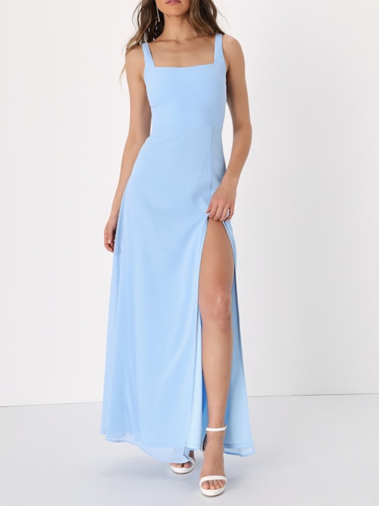 Lulus Remarkable Arrival Powder Blue Sleeveless Maxi Dress - Size L